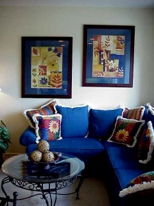 blue wall decoration using art