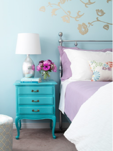 bed side table painted blue