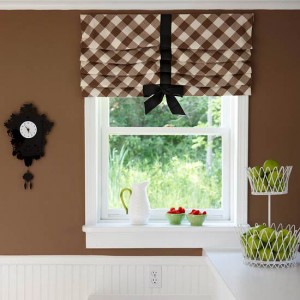 chequered brown valance decoration paint