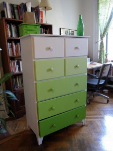 drawer chest painted shades of green