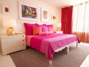 pink drapes and shears decoration