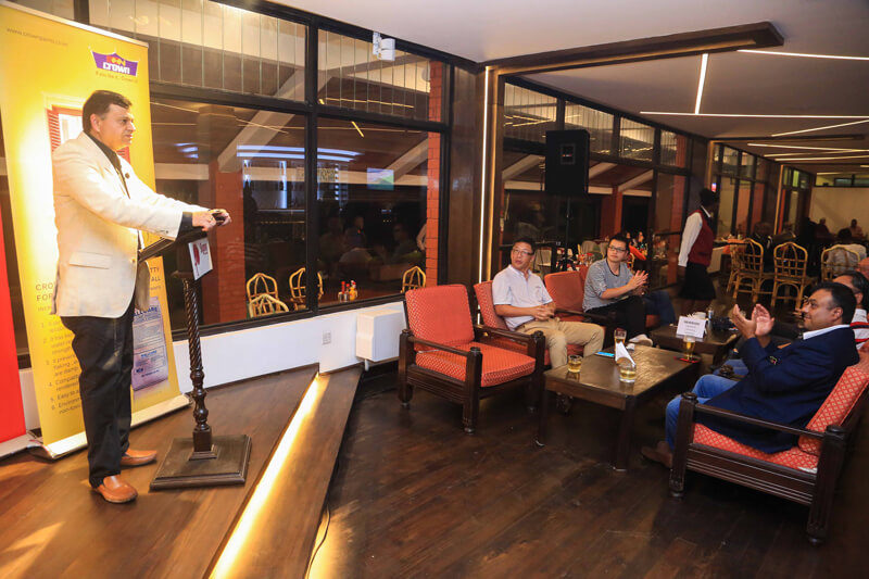 Crown Paints CEO Rakesh Rao addresses golfers at Sigona Golf club during the Crown Piants Golf Day at the club.